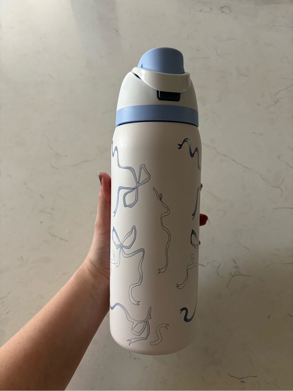 Light Blue Bows Water Bottle 32 oz